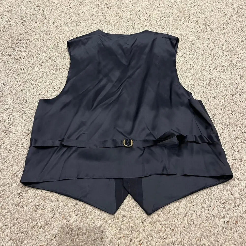 Chaps Ralph Lauren Blazer Jacket Vest 44 Tall Navy Blue Preppy Old Money Classic